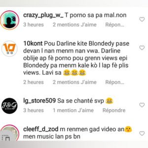 Commentaires de certains internautes, source image: jhanedouze instagram