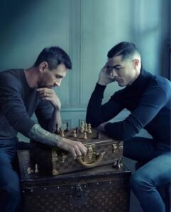 Lionel Messi et Cristiano Ronaldo pour Louis Vuitton, Crédit photo Annie Leibovitz :